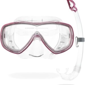 Cressi Schnorchelmaske Onda oder Kombiset mit Schnorchel Mexico - Tauchermaske zum Schnorcheln - Taucherbrille Erwachsene - Transparent/Rosa