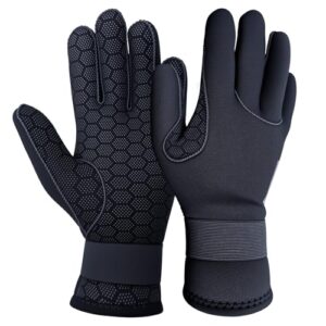 Dizokizo Neoprene Wasserhandschuhe, 3mm Fünf-Finger-Warm-Neopren-Handschuhe mit verstellbaren Handgelenkband für Tauchen, Schnorcheln, Surfen und Kajakfahren - Wassersport-Ausrüstung