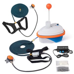 Tauchsystem für 2 Taucher, wiederaufladbarer Akku, 7-10 Stunden Betriebszeit, 18,3 m dehnbare Schlauch, ideal für Tauchen und Angeln
