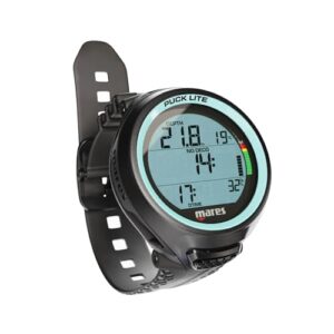 Mares Puck Lite Tauchcomputer mit Knopf-Kontrolle für professionelle Taucher, kristallklare Segmentanzeige und robustes Logbuch.