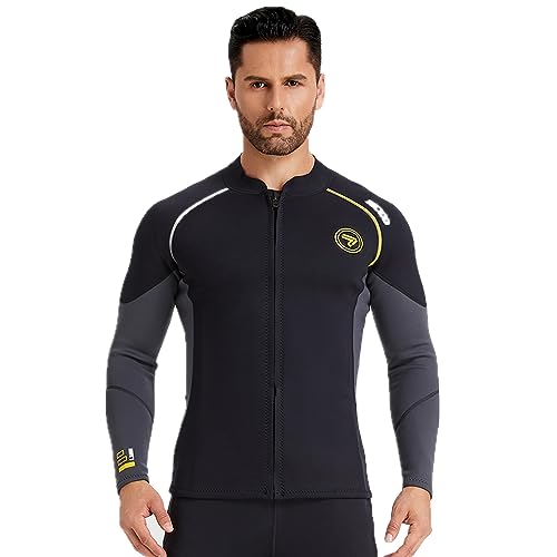 Neoprenanzug Top 3mm Neoprenanzug Jacke mit Reißverschluss - Herren Langarm-Tauchjacke zum Schwimmen, Schnorcheln, Tauchen & Surfen