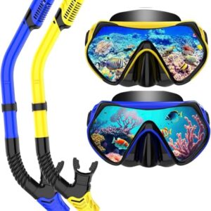 Professionelles Schnorchelset für Erwachsene mit Anti-Fog-Taucherbrille und Dry-Schnorchel aus Gehärtetem Glas