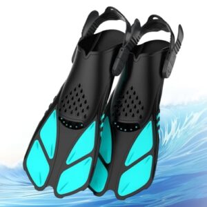 Verstellbare Schwimmflossen für Erwachsene, Unisex, mit offener Ferse und kurzer rutschfester Sohle, ideal für Schnorcheln, Tauchen und Schwimmen