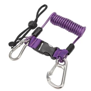 Tauchkamera-Federseil aus Edelstahl mit Anti-Lost-Haken und Spiralband für Tauchen, Klettern und Unterwasserfotografie in Lila Farbe