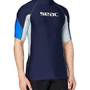 Herrengesicht mit UV-Schutz-Shirt beim Schwimmen und Schnorcheln, blauer Kurzarm für Herren