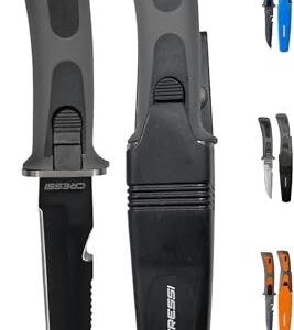 Qualitäts-Tauchermesser von CRESSI, Grau/Schwarz, 23.5 cm lang, Unisex-Erwachsenen-Größe