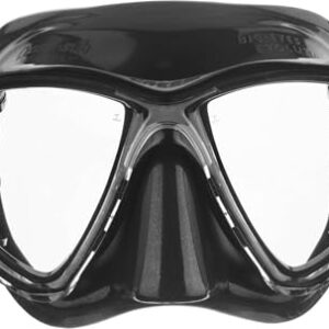 Cressi Big Eyes Evolution Schnorchelmaske für Erwachsene - Taucherbrille zum Tauchen und Schnorcheln mit minimalem Innenvolumen und schneller Verstellung von Schnallen in Schwarz/Schwarz