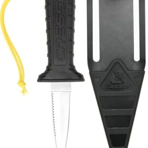 Tauchmesser Cressi Mamba mit schlanken, spitzigen Design und 7 cm Klinge aus Rostfreiem Stahl 4Cr14. Komfortables und zuverlässiges Werkzeug für alle Wassersportler.