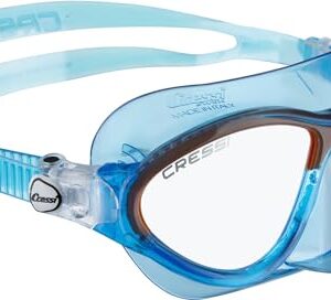 Kinderschnorchelmaske in transparent blau/orange Farbe von Cressi, ideal für Kinder im Alter von 5 bis 10 Jahren