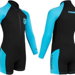 Cressi Shorty 2 mm Neoprenanzug für Kinder, UV-, Kälte- und Quallen-Schutz, schwarze und blaue Farben, ideal für Schwimmen im Sommer oder Winter