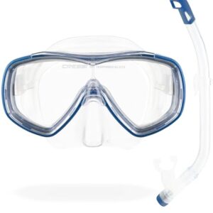 Ein unisex Schnorchelset für Kinder von Cressi, bestehend aus einer Tauchmaske und einem Schnorchel mit antiallergischen Silikon. Der anatomisch geformte Kinderschnorchel hat ein Ausblasventil und einen Splash Guard.
