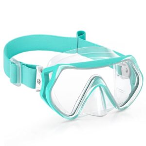 Taucherbrille für Kinder mit Stoffband, Anti Nebel, Anti-Leck, 180° Panorama HD Tauchmaske mit Nasenabdeckung