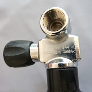 Hochwertige Tauchflasche 5 Liter mit 300bar Druck für längere Tauchgänge, komplett mit Ventil und Standfuss in weißer Farbe