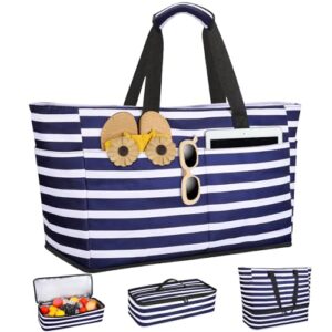 Große Strandtasche mit Reißverschluss, wasserdicht und sanddicht, ideal für Familie oder Urlaub