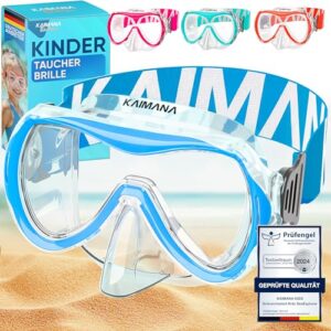 Taucherbrille für Kinder mit Stoffband, blau, wasserdichter Schutz und Komfort