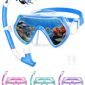 Kinder Schnorchelset mit Taucherbrille und Dry-Schnorchel, ideal für Schwimmen und Tauchen in Seen, Flüssen oder am Strand