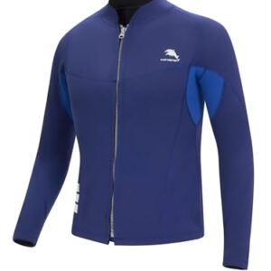 Herren Neoprenanzug mit Reißverschluss, ideal für Tauchen, Surfen und Schwimmen im kalten Wasser, dunkelblauer Farbton, Größe XXL