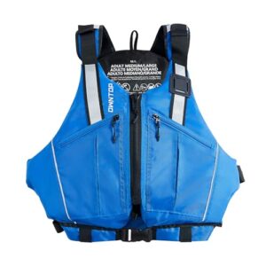 Verstellbare Auftriebsweste mit großzügigen Taschen und Reflexstreifen für Erwachsene, ideal für Kajak, Angeln, Bootssport und Paddeln