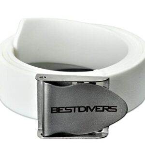 Weißer Tauchgürtel mit Gummi und Edelstahl-Schnalle für Apnoe-Tauchen, hochwertig und sicher