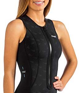 Cressi Termico Damen-Tauchbadeanzug schwarz Aquamarin-Logo 2mm M/3, hochwertiger Neopren-Anzug für Schwimmen und Wassersport