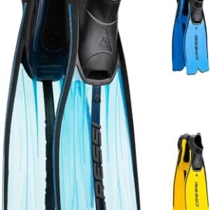 Cressi Unisex Flossen Rondinella, aquamarine, 41/42, CA186341. Diving Fin aus Neoprene Material mit blauen und gelben Farben.