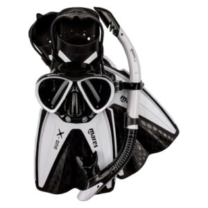 Taucherbrille, Schnorchel und Flosse für Erwachsene, Set X-ONE Marea, Weiß, Größe M/L