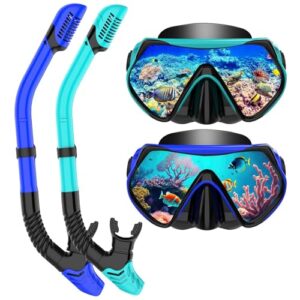 Professionelles Schnorchelset für Erwachsene mit Anti-Fog Taucherbrille und Dry Schnorchel aus gehärtetem Glas