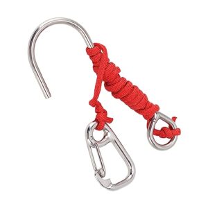 Tauch-Riffhaken, Schnellverschluss-Clip, Anti-Verlust, Tragbarer Edelstahl-Haken für Unterwasser-Tauchen (Rot)