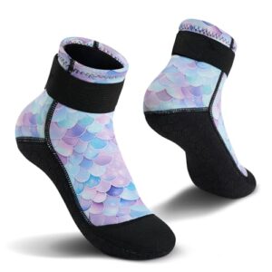 Yikayin Neoprensocken für Kinder, 3mm Wassersocken gegen Kälte im Wasser, Rutschfeste Strandsocken für Mädchen und Jungen, ideal für Schwimmen, Tauchen und Surfen