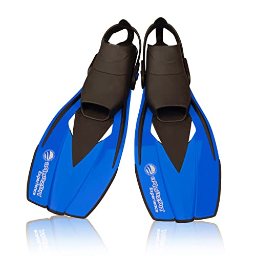 Verstellbare Schnorchelflossen und Taucherflossen für Kinder und Erwachsene, blau, Größe 36-41