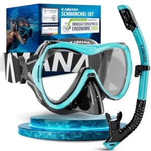 Das neue KAIMANA AquaVision Elite Schnorchelset für Erwachsene inkl. Tragetasche, Bequeme Taucherbrille Erwachsene, Alternative zur Schnorchelmaske, Taucherbrille mit Stoffband/Silikonstrap