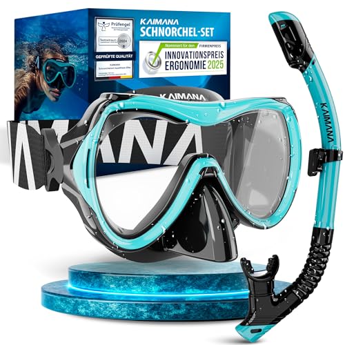 Das neue KAIMANA AquaVision Elite Schnorchelset für Erwachsene inkl. Tragetasche, Bequeme Taucherbrille Erwachsene, Alternative zur Schnorchelmaske, Taucherbrille mit Stoffband/Silikonstrap