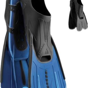 Cressi Agua Short Fins Blau 45/46, Self-Adjusting Flossen für Schnorcheln, Schwimmen und Trainieren