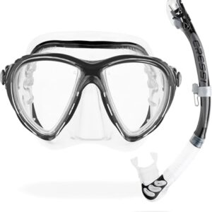 Taucherbrille Cressi Big Eyes Evolution, transparente Schnorchelmaske mit schwarzem Strap, ideal für Tauchen und Schnorcheln