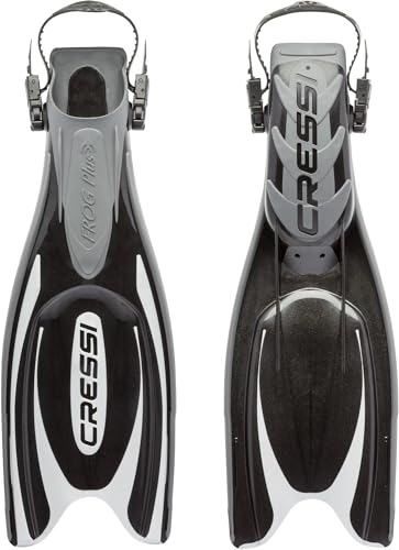 Cressi Herren Flossen Frog Plus, schwarz/silber, 39/41 cm, für Schnorcheln und Tauchen