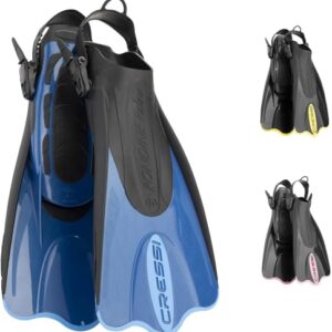 Verstellbare Flossen für Erwachsene zum Schnorcheln und Schwimmen, Blau/Azurblau Kurze Flossen, L/XL (44/47)