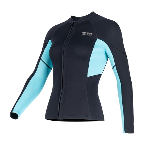 Damen Neoprenanzug Top 1,5 mm für Frauen, Tauchen, Surfen und Schnorcheln, Langarm-Temporärer Anzug mit Frontreißverschluss, Isolierung gegen kaltes Wasser, Flexibilität und Komfort