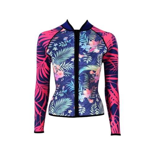 Neopren Tropical Jacke für Damen, hochwertige 2,5 mm Neopren-Jacke in Multicolor mit perfekter Passform und weichem Material für Wassersportarten wie Schwimmen, Tauchen oder Surfen geeignet.