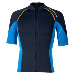 Herren Neoprenanzug für Schwimmen, Tauchen und Surfen - FEESHOW Herren 1.5mm Neoprenanzug Kurzarm Jacke Mit Reißverschluss Männer Tauchjacke Schwimmen Schnorcheln Surfen Oberteil Navy blau 3XL