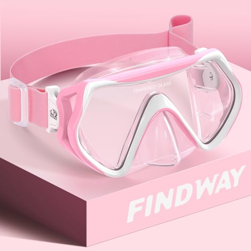 Findway Taucherbrille Erwachsene mit Stoffband, Schnorchelmaske für Herren Damen mit Nasenabdeckung Schwimmbrille Anti-Fog, Tauchmaske mit 180° Panorama HD Tempered Glas Anti Nebel Anti-Leck