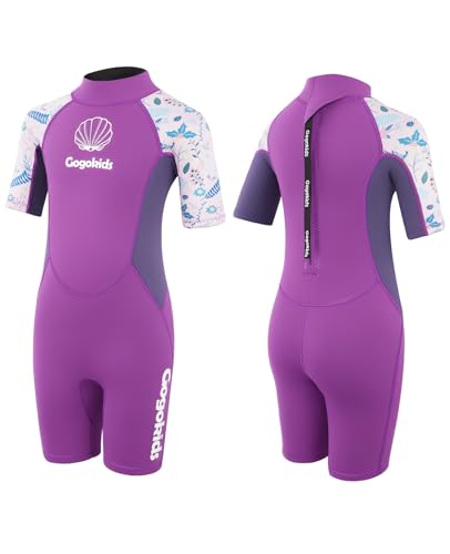 Gogokids Neoprenanzug für Kinder, 2,5 mm dicker Neopren, Shorty-Stil, ideal für wärmeres Wetter, Sonnen-, Quallen- und Kratzerschutz, leicht und flexibel, perfekt für Surfen, Schwimmen und Tauchen