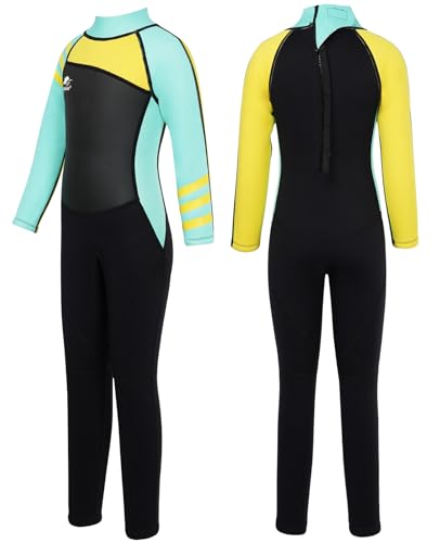 Kinder-Neoprenanzug mit Rückenreißverschluss, 2,5mm Neopren, UV-Schutz, für Mädchen und Jungen zum Schwimmen, Surfen und Tauchen