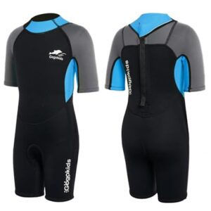Gogokids Shorty Neoprenanzug Kinder, 2,5mm Neopren Thermo Kurze Nassanzüge mit Rückenreißverschluss, UV-Schutz Neoprenanzüge für Jungen Mädchen 3-10 Jahre zum Schwimmen, Surfen, Tauchen