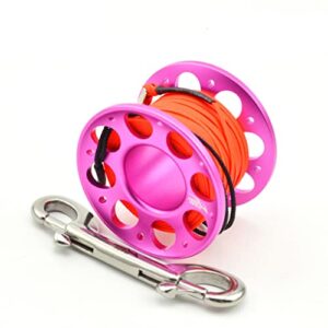 Tauchspool mit doppeltem Endhaken, aus Massivfarbe Polyester, 15 Meter lang, Rose rot, für Outdoor-Sports-Accessoires