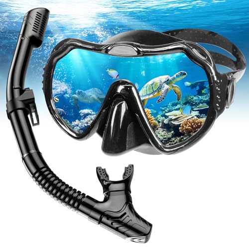 Schnorchelset für Erwachsene, wasserdicht und anti-leckend, mit Taucherbrille und trockenem Atemschlauch