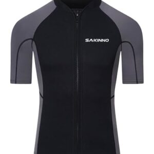 Herren Neoprenanzug 2mm Neoprenjacke mit Frontreißverschluss für Tauchen, Surfen und Schwimmen in Grau 3XL Größe