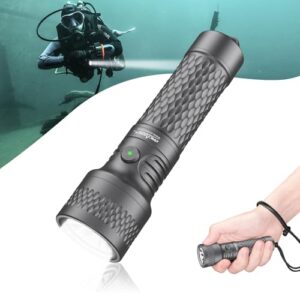 Tauchlampe mit 3000 Lumen, Unterwasser Taschenlampe für Nachttauchen und Höhlenforschung, Wasserdicht bis 150m, SOS-Modus und präzises Lichtstrahl