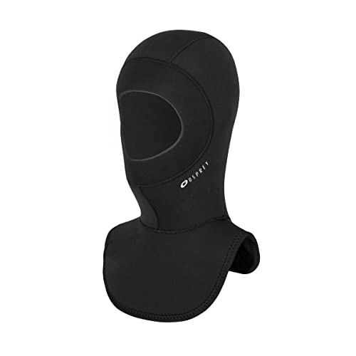 Osprey Neoprenanzug mit Kapuze, unisex, erwachsene Größe 5 mm Neopren, strapazierfähig, Thermo-Tauchhaube zum Schnorcheln, Surfen und Schwimmen in mehreren Größen, Schwarz