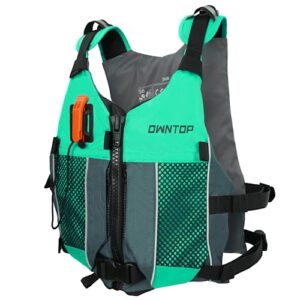 Owntop Schwimmhilfe für Erwachsene und Jugendliche mit Trinkrucksack, Pfeife und Mesh-Taschen. Verstellbare Auftriebsweste für SUP, Kajakfahren und Angeln.