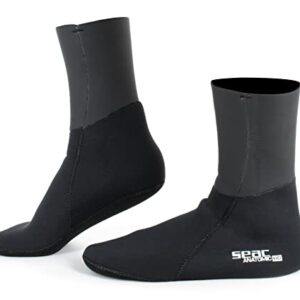 Unisex Tauchsocken von SEAC, schwarze Anatomische Form für Taucher und Schnorchler, Wärmeverlust minimiert, angenehmer Komfort für Füße